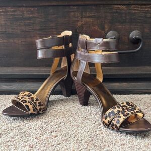 Nine West Brown and Leopard Print Heels